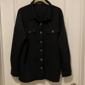 Quilted Button-Up Shirt/Jacket - Black
Size L